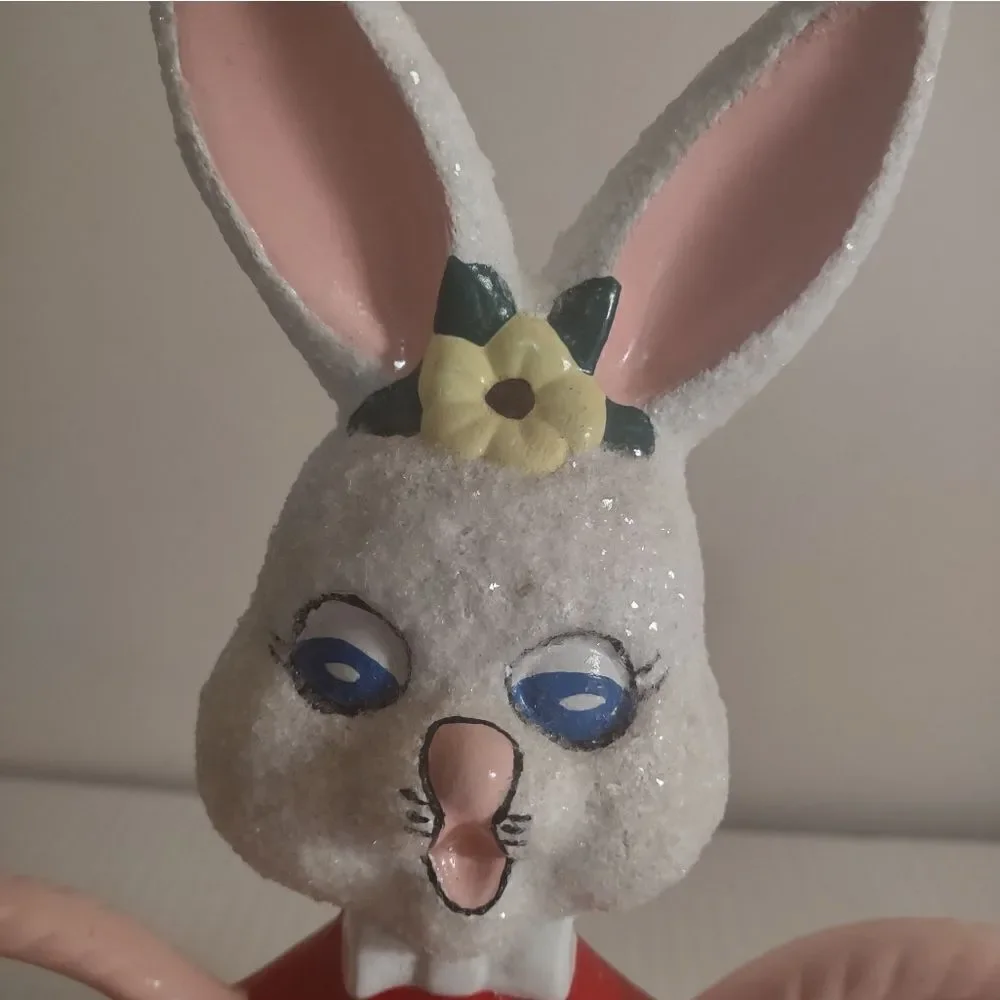 👍 Vintage 1970s Ceramic Easter Bunny Rabbit Holder. C5